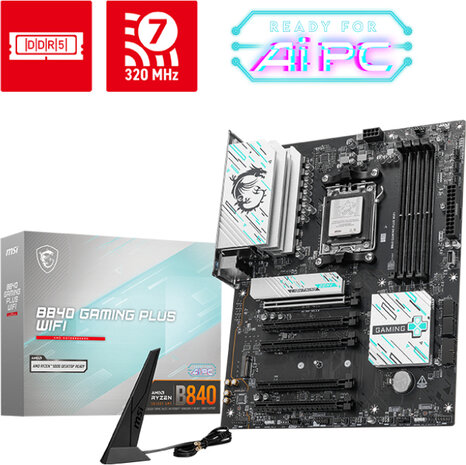 Socket AM5 : B840 GAMING PLUS WIFI (DDR5, 2 x M.2, HDMI, ATX)