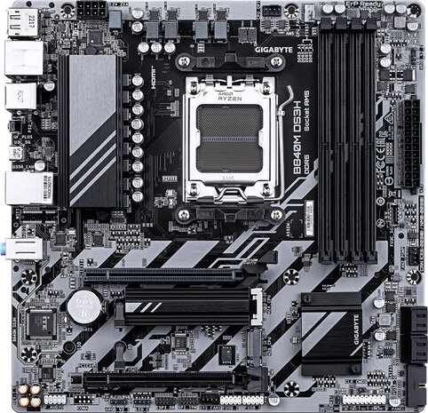 Socket AM5 : B840M-DS3H (DDR5, 2 x M.2, 2 x DisplayPort, HDMI, mATX)