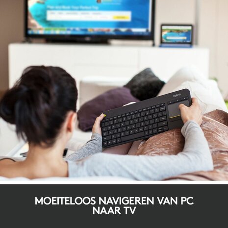 K400 Plus Wireless Touch Keyboard (Qwerty, zwart)