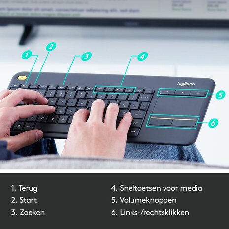 K400 Plus Wireless Touch Keyboard (Qwerty, zwart)