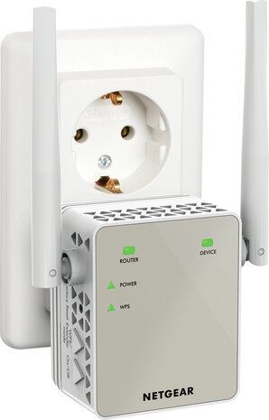 EX6120-100PES Wireless Range Extender (IEEE 802.11ac, 1,17 Gbit/s, 2,40 GHz, 5 GHz, 2 x externe antennes, LAN)