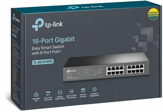 TL-SG1016PE Easy smart switch (8 x 10/100/1000 PoE+ + 8 x 10/100/1000, rack-mountable, PoE+ 110 Watt)