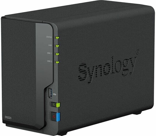 Disk Station DS223 NAS server (2 bays, SATA 6 Gb/s, RAID 0, 1, JBOD, 2 GB RAM, Gigabit Ethernet, iSCSI support)