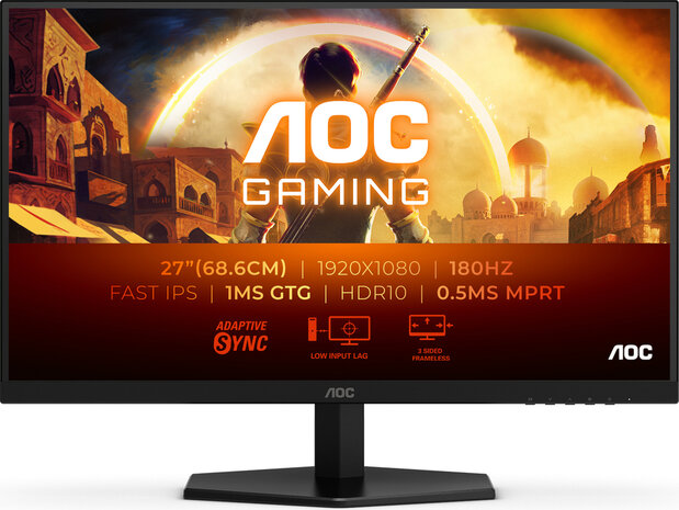 Gaming 27G42E LED gaming 27&quot;, 1920 x 1080 Full HD 180 Hz, Fast IPS, HDR10, 0,5 ms, HDMI, DisplayPort, zwart/rood