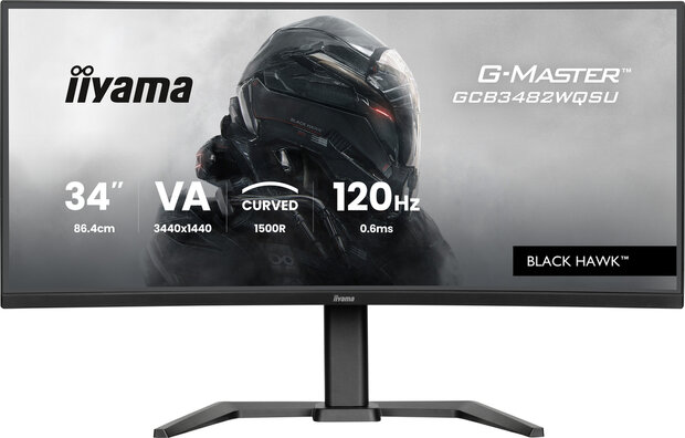 GCB3482WQSU-B1 LCD 34&quot; Wide, G-Master Black Hawk, 3440 x 1440, UWQHD, curved, FreeSync Premium, DisplayPort, USB-Hub