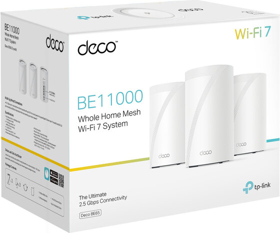 Deco BE65 V1 Wi-Fi system (3 routers, mesh, GigE, 2.5 GigE, Wi-Fi 7, multi-band)