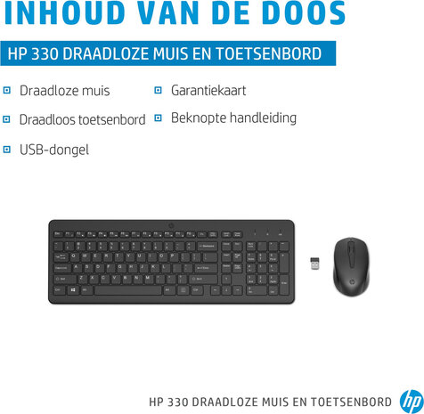 330 Keyboard &amp; mouse set (draadloos, zwart, Azerty BE)