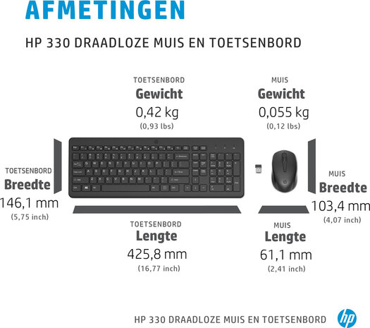 330 Keyboard &amp; mouse set (draadloos, zwart, Azerty BE)
