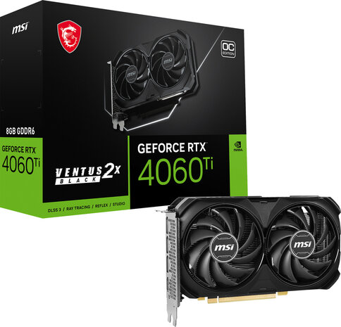 Geforce 4060Ti RTX Ventus 2X Black (8 GB, 3 x DisplayPort, 1 x HDMI)