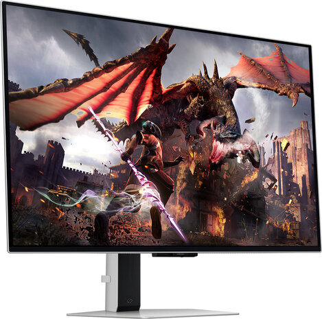 Odyssey OLED G8 G80SD 32&quot;, UHD 240 Hz, gaming, 3840 x 2160 Pixels 4K, 0,03 ms, ingebouwde luidsprekers, ingebouwde USB-hub, VESA-montage, in hoogte verstelbaar, zilver