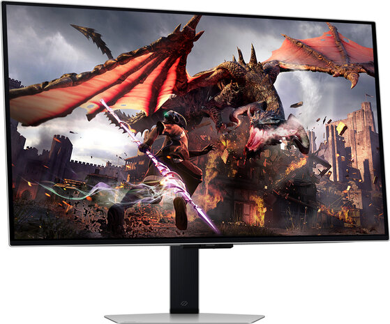 Odyssey OLED G8 G80SD 32&quot;, UHD 240 Hz, gaming, 3840 x 2160 Pixels 4K, 0,03 ms, ingebouwde luidsprekers, ingebouwde USB-hub, VESA-montage, in hoogte verstelbaar, zilver