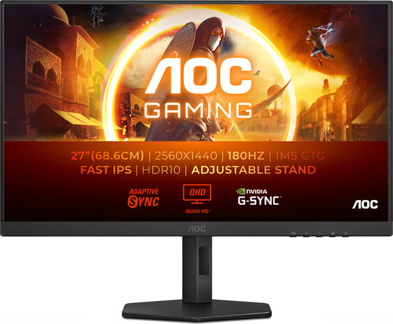 Gaming Q27G4XF LED gaming 27&quot;, 2560 x 1440 QHD, 180 Hz, Fast IPS, 1000:1, HDR10, 0,5 ms, HDMI, DisplayPort, zwart