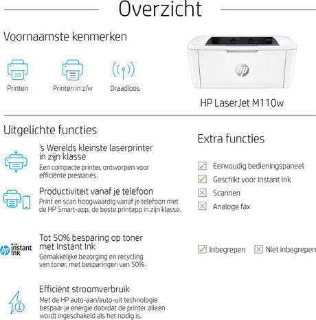 LaserJet M110w (A4, 600 x 600 dpi, 20 ppm, USB 2.0, Wi-Fi)
