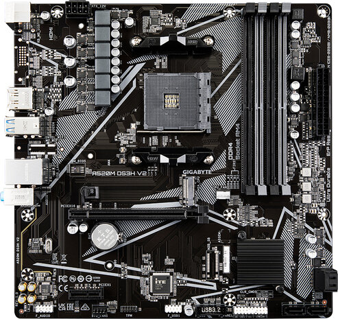 Socket AM4 : A520M DS3H V2 (DDR4, M.2, DisplayPort, HDMI, DVI, mATX)