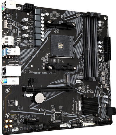 Socket AM4 : A520M DS3H V2 (DDR4, M.2, DisplayPort, HDMI, DVI, mATX)