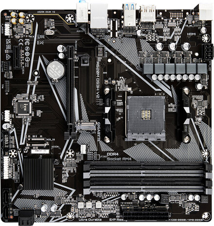 Socket AM4 : A520M DS3H V2 (DDR4, M.2, DisplayPort, HDMI, DVI, mATX)