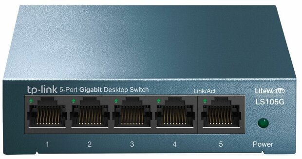 LS105G LiteWave 5-Poort Gigabit Desktop Switch (staal)