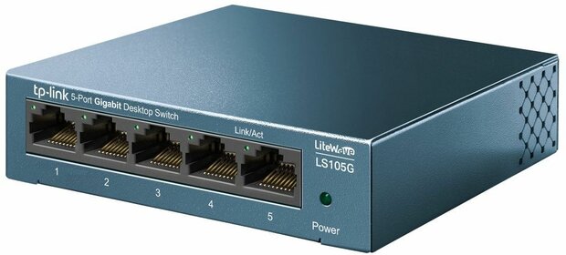 LS105G LiteWave 5-Poort Gigabit Desktop Switch (staal)