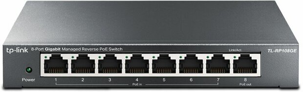 TL-RP108GE Managed switch (7 x 10/100/1000 PoE input + 1 x 10/100/1000 PoE output, reverse PoE)