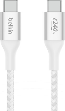 BoostCharge USB-C M/M kabel (2 m, tot 240 Watt power delivery support, wit)