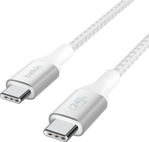 BoostCharge USB-C M/M kabel (2 m, tot 240 Watt power delivery support, wit)