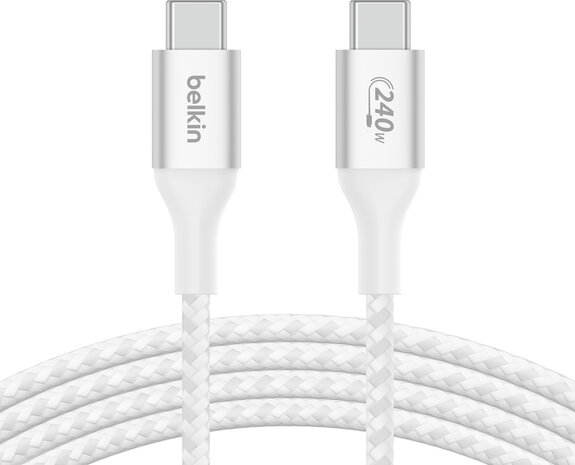 BoostCharge USB-C M/M kabel (2 m, tot 240 Watt power delivery support, wit)