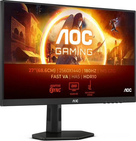 Gaming Q27G4XN LED gaming 27&quot;, 2560 x 1440 QHD, 180 Hz, Fast VA, 5000:1, HDR10, 0,5 ms, 2 x HDMI, DisplayPort, zwart/grijs