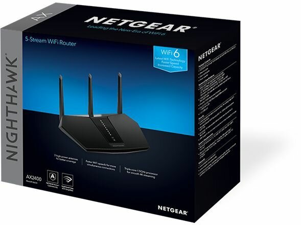 Nighthawk RAX30 Wireless router (4-poort switch, GigE, 802.11a/b/g/n/ac/ax, dual band)