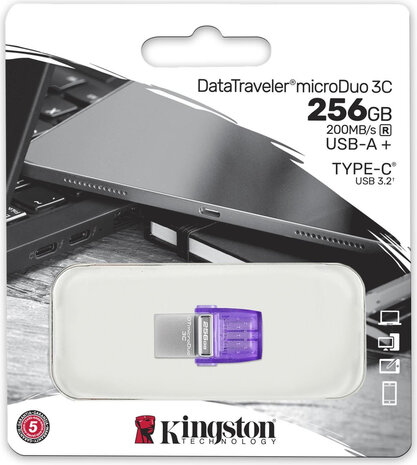 DTDUO3CG3/256GB DataTraveler microDuo 3C USB flash drive 256 GB (USB 3.2 Gen 1, USB-C)