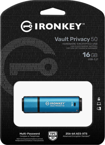 IKVP50/16GB IronKey Vault Privacy 50 Series USB flash drive 16 GB (encrypted, USB 3.2 Gen 1, TAA Compliant)