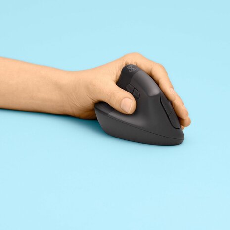 Lift Vertical Ergonomic Mouse (linkshandig, 6 knoppen, Bluetooth, 2,4 GHz, Bolt USB-receiver, grafiet)
