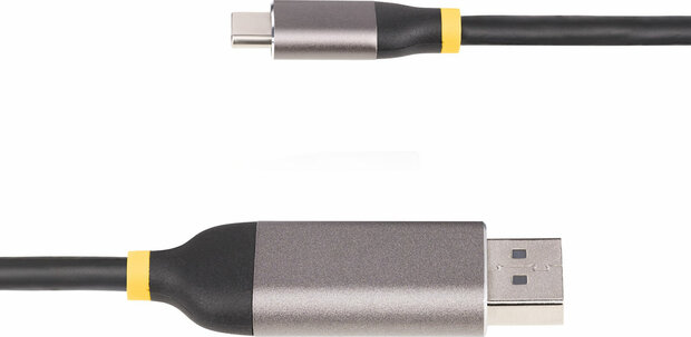 142-USBC-DP-8K-10F USB-C M naar DisplayPort Adapterkabel (3 m, 8K 60 Hz, USB 4, Thunderbolt 3, Thunderbolt 4, DisplayPort 1.4, 3 m, 8K 60 Hz support, 4K 144 Hz support, zwart/grijs)