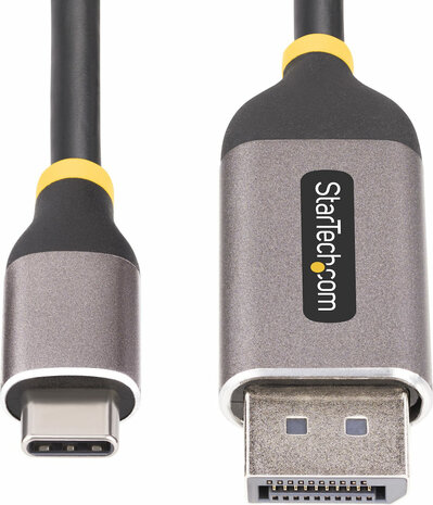 142-USBC-DP-8K-10F USB-C M naar DisplayPort Adapterkabel (3 m, 8K 60 Hz, USB 4, Thunderbolt 3, Thunderbolt 4, DisplayPort 1.4, 3 m, 8K 60 Hz support, 4K 144 Hz support, zwart/grijs)