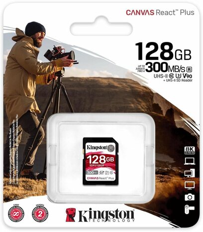 Canvas React Plus Flash memory card 128 GB (Video Class V90, UHS-II U3, Class 10, SDXC UHS-II)