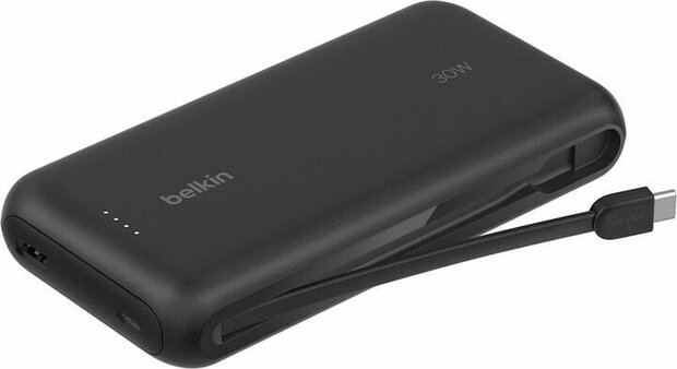 BoostCharge Power Bank 20K (met ge&iuml;ntegreerde USB-C kabel, 30 Watt, zwart)