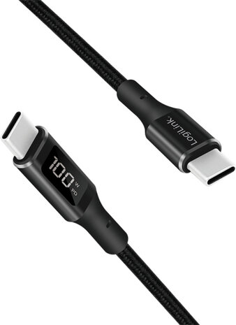 USB-C M/M kabel (1 m, laadstatus via OLED display, zwart)
