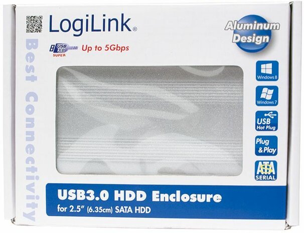 UA0106A Enclosure (USB 3.0, 2,5&quot;, SATA, zilver)
