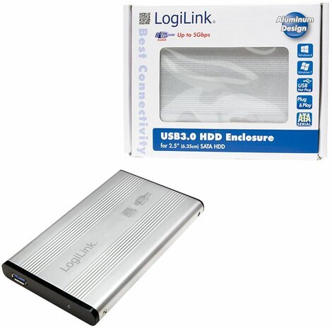 UA0106A Enclosure (USB 3.0, 2,5&quot;, SATA, zilver)
