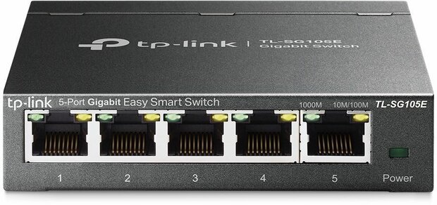 TL-SG105E 5-poort Gigabit Easy Smart Switch (10/100/1000 Mbps, MTU/Port/Tag-based VLAN, QoS, IGMP Snooping)
