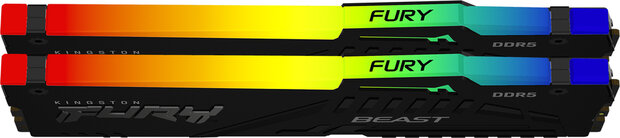 KF564C32BBEAK2-64 FURY Beast RGB DDR5 kit 64 GB, DIMM 288-pin, 6400 MHz, PC5-51200, CL32, zwart (2 x 32 GB)