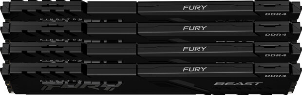 KF432C16BBK4/128 FURY Beast DDR4 kit 128 GB, DIMM 288-pin, 3200 MHz, PC4-25600, CL16, zwart (4 x 32 GB)