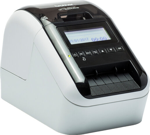 QL-820NWB Label printer (2 kleuren, rol 6,2 cm, 300 x 600 dpi, 110 labels/min, USB 2.0, LAN, Wi-Fi, USB host, Bluetooth 2.1 EDR, cutter)