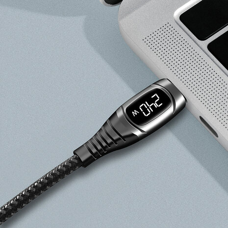 USB-C M/M kabel (2 m, laadstatus via OLED display, zwart)