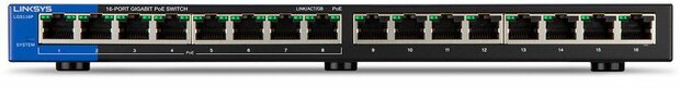 LGS116P Switch (unmanaged, 8 x 10/100/1000 poorten PoE + 8 x 10/100/1000 poorten, desktop, wall-mountable, PoE+)