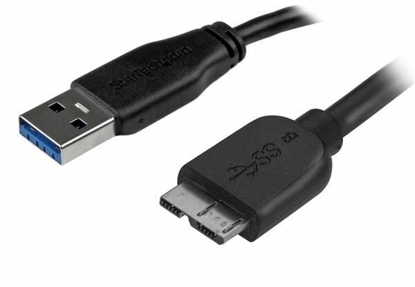 Slim SuperSpeed USB 3.0 A naar micro B kabel M/M (0,5 meter, zwart)