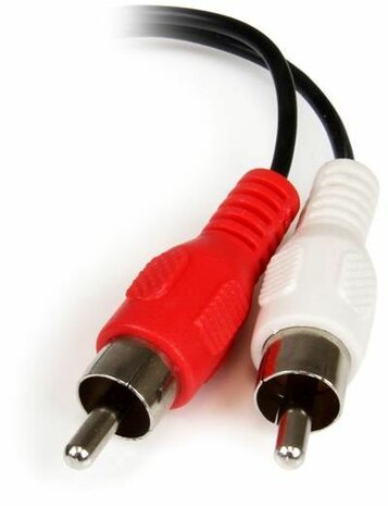 Stereo audiokabel 3,5 mm F naar 2 x RCA M splitter (15 cm, zwart)