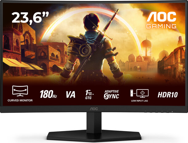 Gaming C24G42E LED curved 24&quot;, 1920 x 1080 Full HD 180 Hz, Fast VA, 3000:1, HDR10, 0,5 ms, 2 x HDMI, DisplayPort, speakers, zwart/rood