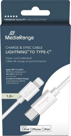 Charge &amp; Sync kabel (USB-C naar Lightning, 1 meter, wit)
