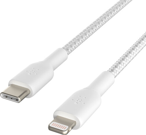 Boost Charge Lightningkabel : USB-C M naar Lightning M (1 meter, wit, USB Power Delivery 18 Watt)