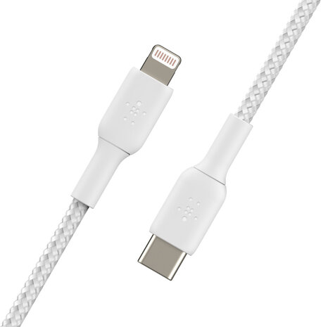 Boost Charge Lightningkabel : USB-C M naar Lightning M (1 meter, wit, USB Power Delivery 18 Watt)